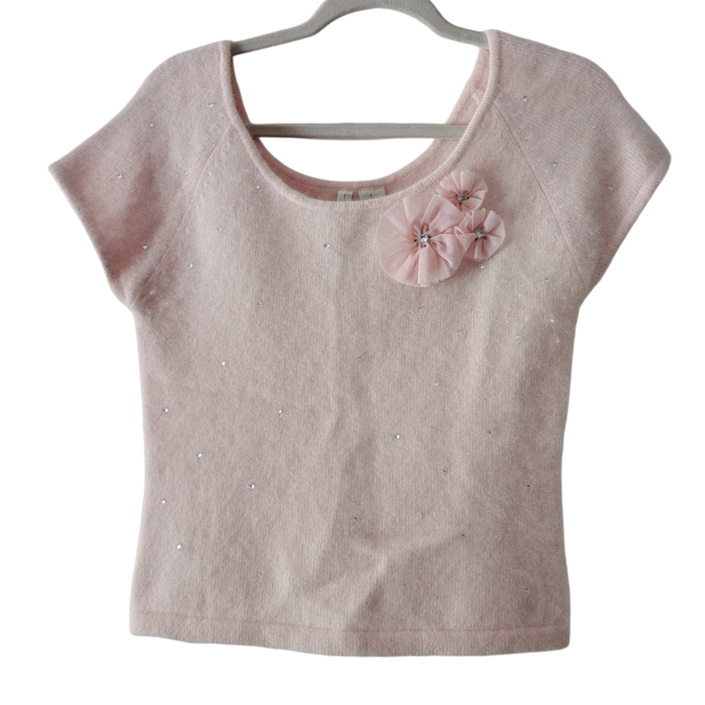 Twiggy sz L large pink angora wool crop top